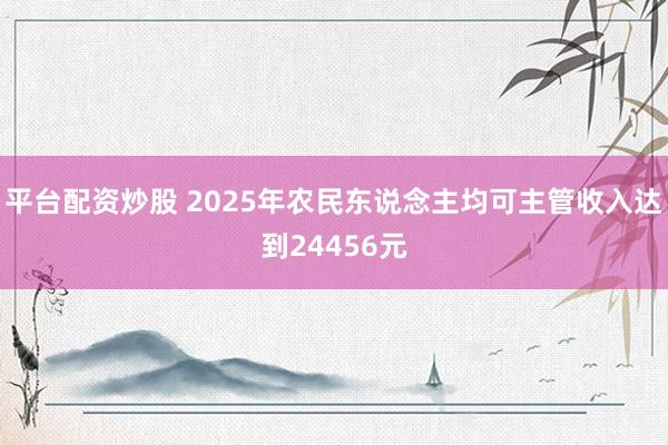 平台配资炒股 2025年农民东说念主均可主管收入达到24456元