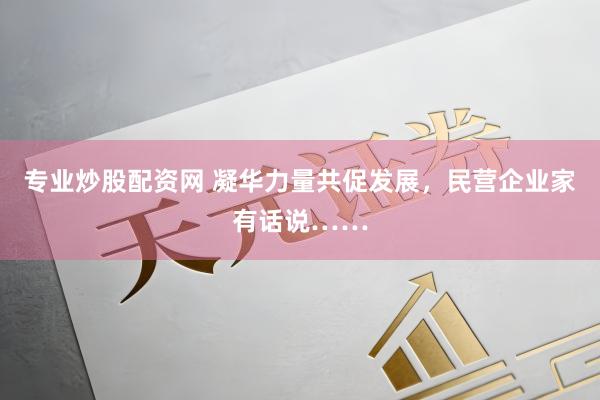 专业炒股配资网 凝华力量共促发展，民营企业家有话说……