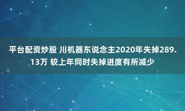 平台配资炒股 川机器东说念主2020年失掉289.13万 较上年同时失掉进度有所减少