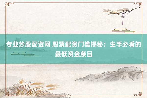 专业炒股配资网 股票配资门槛揭秘：生手必看的最低资金条目